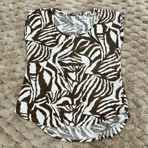 LOFT Women's Short Sleeve Zebra Print Tee - Brown and White
